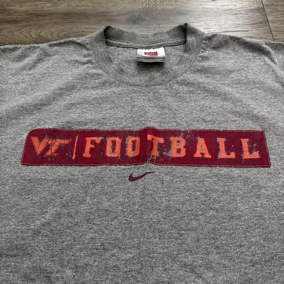 Virginia Tech Hokies Shirt Mens Medium Gray NCAA Football Nike Vintage - Picture 6 of 6